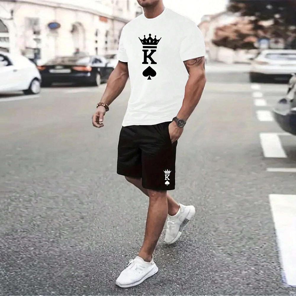 Herrenanzug Sommer Lässig Atmungsaktiv Erfrischender Anzug Bedruckt 3D Flagge Große Herren Lockeres Oberteil Mode Kurze Ärmel 5XL