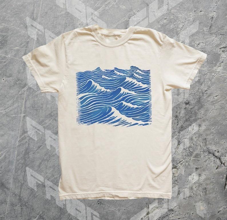 Vintage Ozean Meer Shirt 90er Siebdruck Wellen Stil Grafik Vollgröße S3XL Unisex T-Shirt M