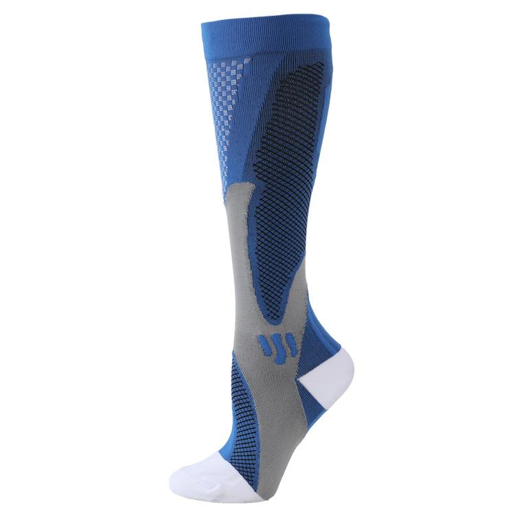 Lauf Kompression Fußball Socken Strümpfe Männer Frauen Sport Socken für Marathon Radfahren Fußball Socken XXL blau