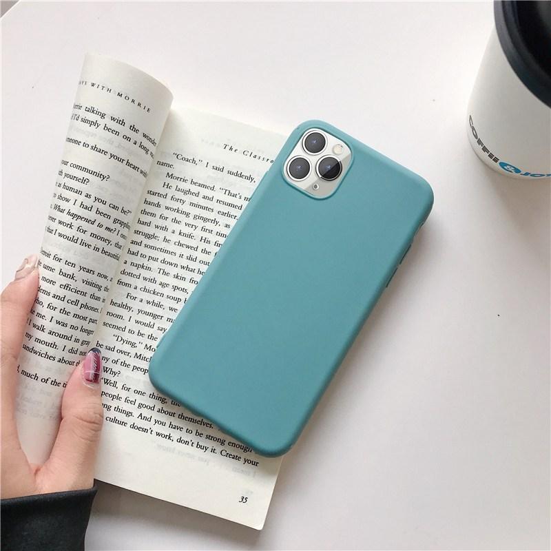 Einfarbige Silikonhülle für iPhone 12 i12 Mini IPHONE 11 i8 Plus 7 6 Softcover Candy Phone Cases für iPhone XS 11 Pro MAX XR X XS Max 12 Pro Max iPhone 12 Mini see-blaue