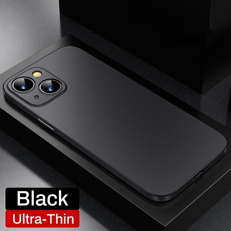 Luxuriöse, ultradünne, weiche Hülle für iPhone 16 15 14 Plus 13 12 Mini 11 Pro Max X XR XS SE 7 8 Plus, matt, schlank, durchscheinend, stoßfeste Stoßstangenabdeckung For iPhone 7 Plus schwarz