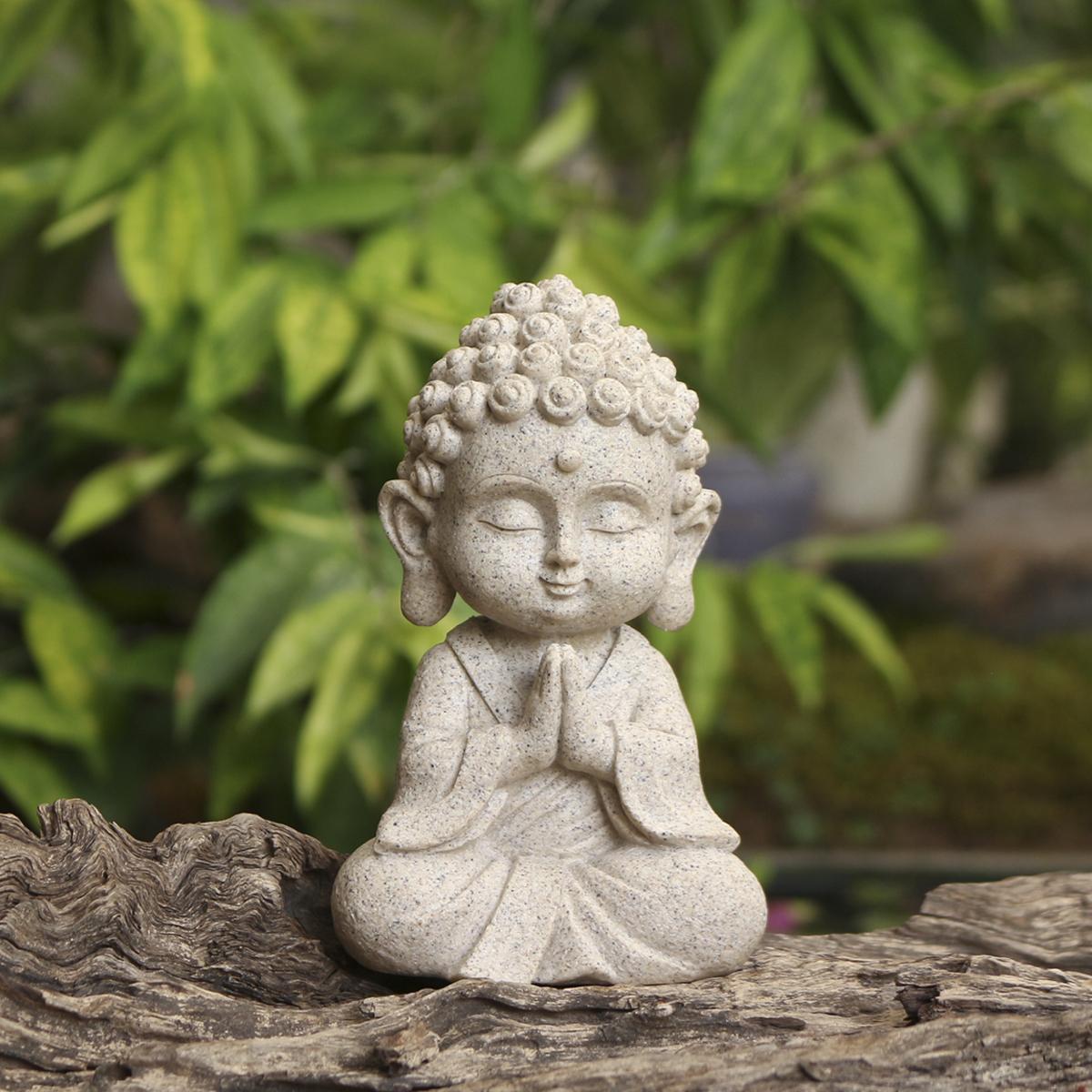 1 sitzende lächelnde Buddha-Statue, Dekoration für Gebetsräume, kreative Gartendekoration, Dekoration für Wohnzimmer zu Hause