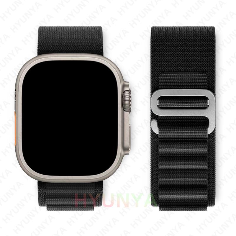 Alpines Armband für Apple Watch Armband Serie 10 9 8 7 SE Ultra 2 41mm 42mm 45mm 46mm 49mm 40mm 44mm IWatch Correa Armband 42-44-45-46-49mm schwarz