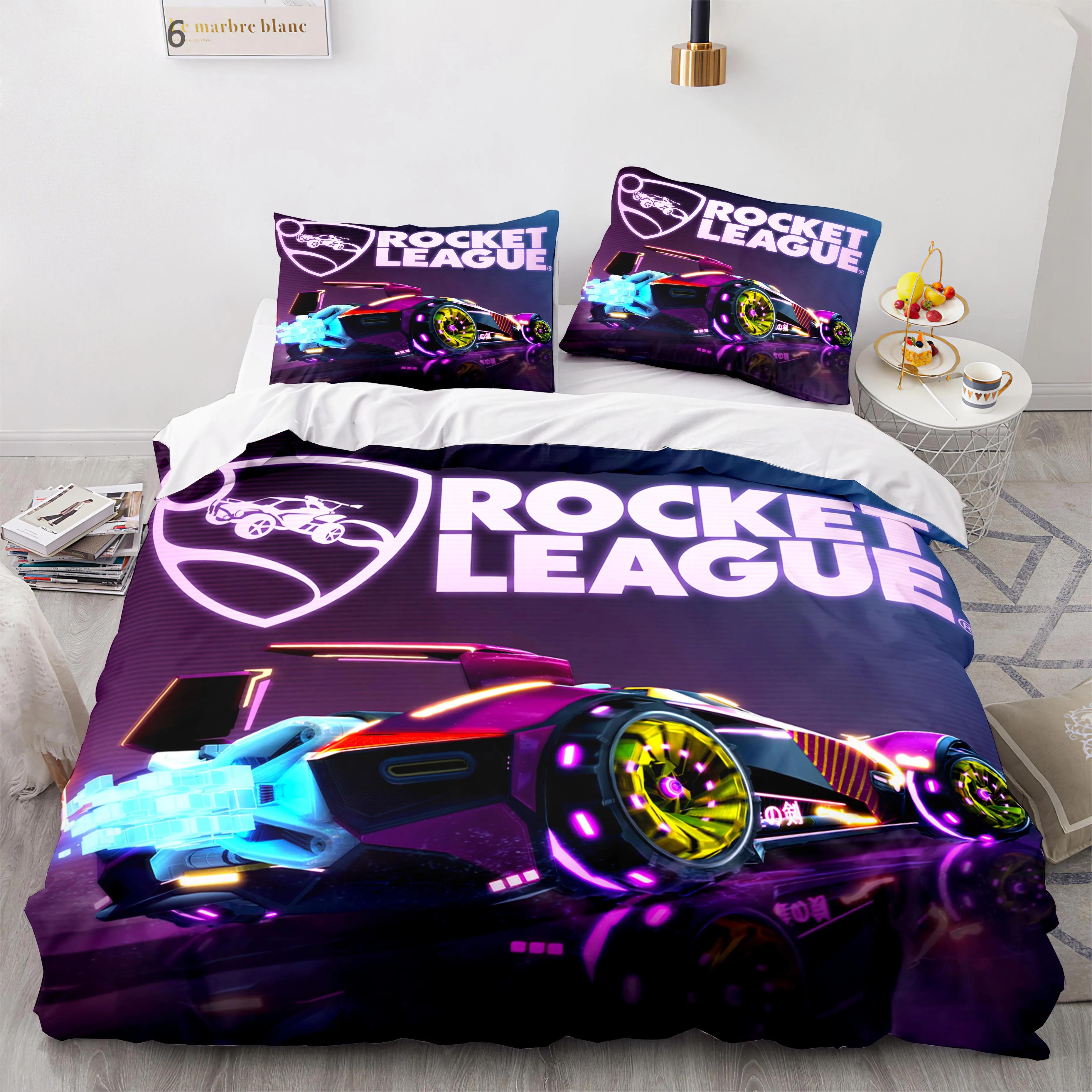 Rocket League Bettwäsche-Set, Tagesdecke, Einzelbett, Doppelbett, Queensize-Bett, Kingsize-Bett, Auto, Rocket League-Bettset, Kinderschlafzimmer, Bettbezug 135x200cm 2pcs