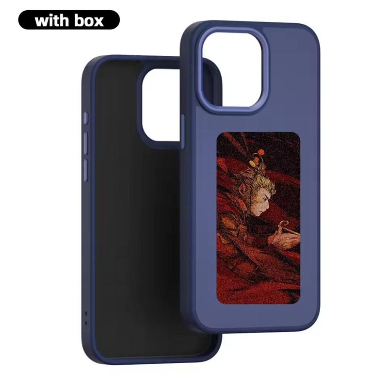 NFC DIY Bild Tinte Telefon Fall für iPhone 16 15 14 13 12 Pro Max DIY Fall Bildschirm Telefon Abdeckung Cartoon Schutz Funda Batterie Kostenloser iPhone 13 Pro blau
