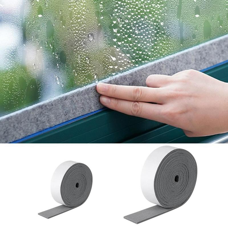 1 Rolle Fenster Anti-Kondensationsstreifen Glas Wasserabsorbierender Aufkleber Fenster Kondensationsabsorbierende Streifen Feuchtigkeitsabsorber 3x400cm black