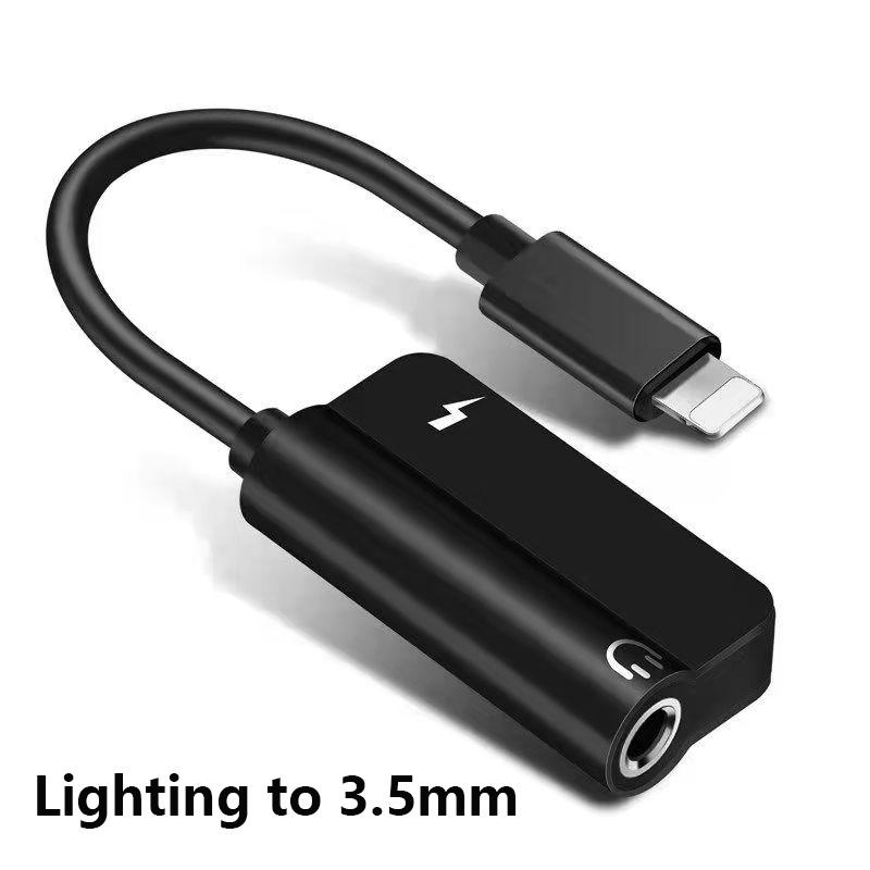 2-in-1-Audio-Adapter, Kopfhörer-Ladekabel für iPhone 11 x 7 8 Plus, Aux-Kabel für 3,5-mm-Beleuchtung zum Kopfhörer-Splitter lighting+3.5MM schwarz