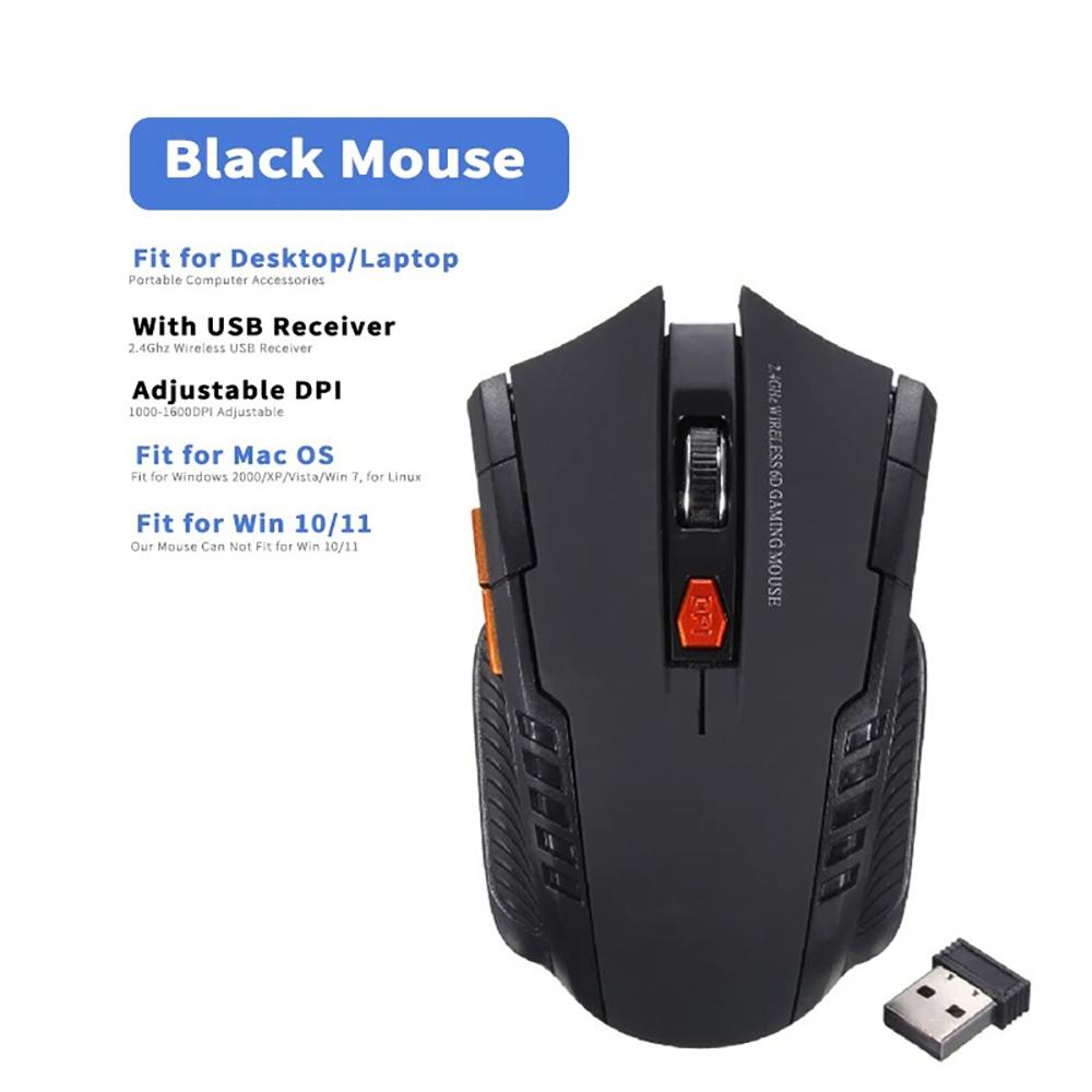 2,4 GHz Drahtlose Maus Optische Mäuse Maus Gaming mit USB Empfänger Gamer 2000DPI 6 Tasten Maus Für Computer Laptop Zubehör schwarz