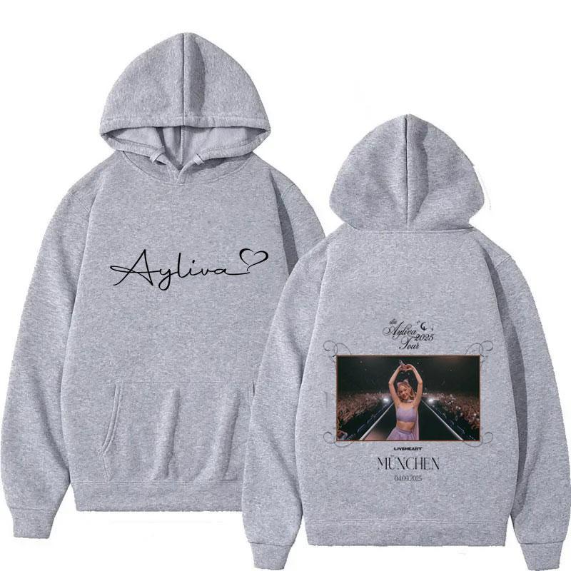Der Ayliva Tour Grafik-Mode-Hoodie Mode Herren/Damen Harajuku Gothic Pullover Lässige Bodywarmer Sweatshirts Streetwear 3XL grau