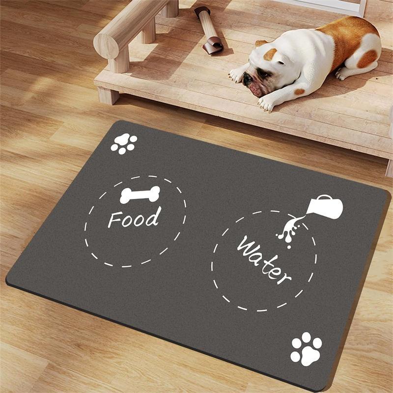 Fressmatte für Haustiere für Hunde Futternapfunterlage Trinkfressunterlage Schnelltrocknend Wasserdicht Bodenmatten für Hunde Katzen Fressnapfunterlage S-30X40CM