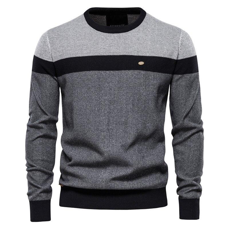 AIOPESON Gespleißt Baumwolle Pullover Männer Casual Oansatz Hohe Qualität Pullover Gestrickte Pullover Männlich Neue Herbst Winter Herren Pullover XXL 82-90 kg dunkelgrau
