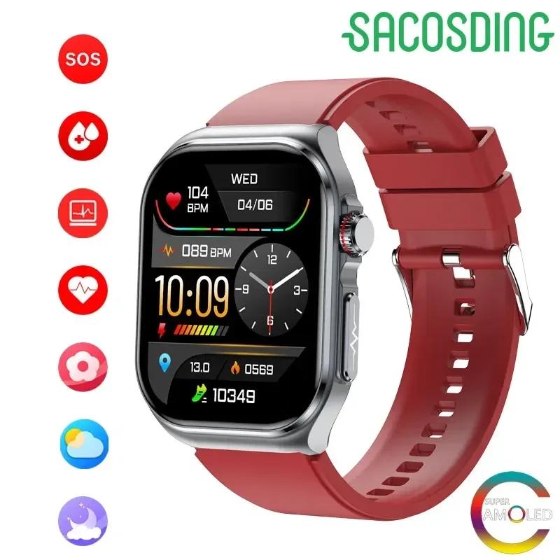 2024 Neue NFC-Smartwatch mit EKG- und HRV-Gesundheitsüberwachung für Männer und Frauen, 2,04-Zoll-AMOLED-Voll-Touchscreen, Bluetooth-Anruf, AI-Voice-Smartwatch