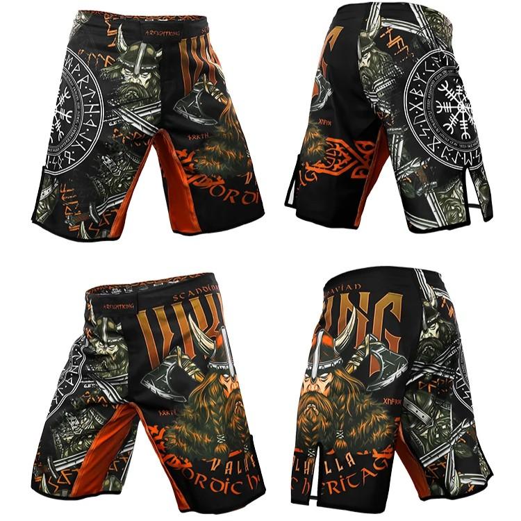 MMA Muay Thai Shorts Kickboxen Vikings Warrior Sport Kampftraining Workout Gym Hose XL