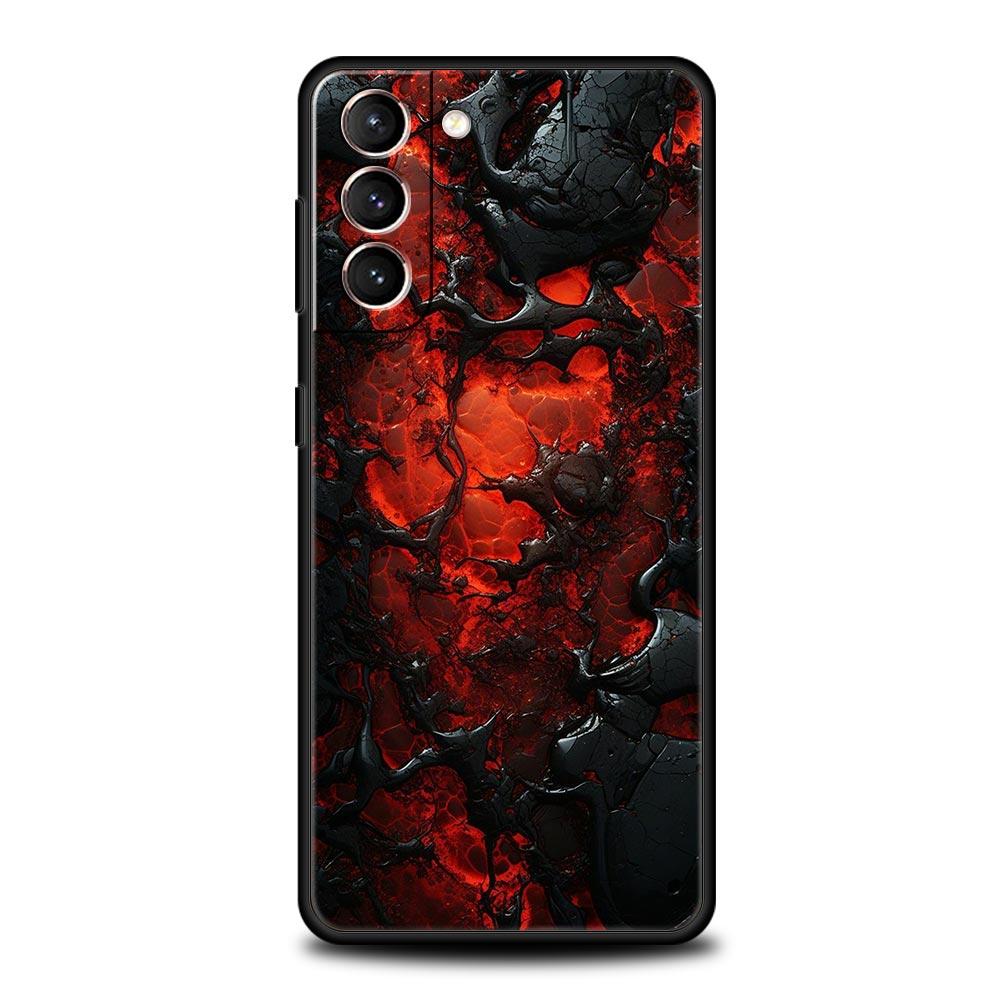 Schwarz Rote Wellenkunst Handyhülle für Samsung Galaxy S26 S25 S24 S23 S22 S20 S21 FE Ultra S25 Edge Plus 5G Weiche TPU Hülle Fundas Samsung S22 5G black