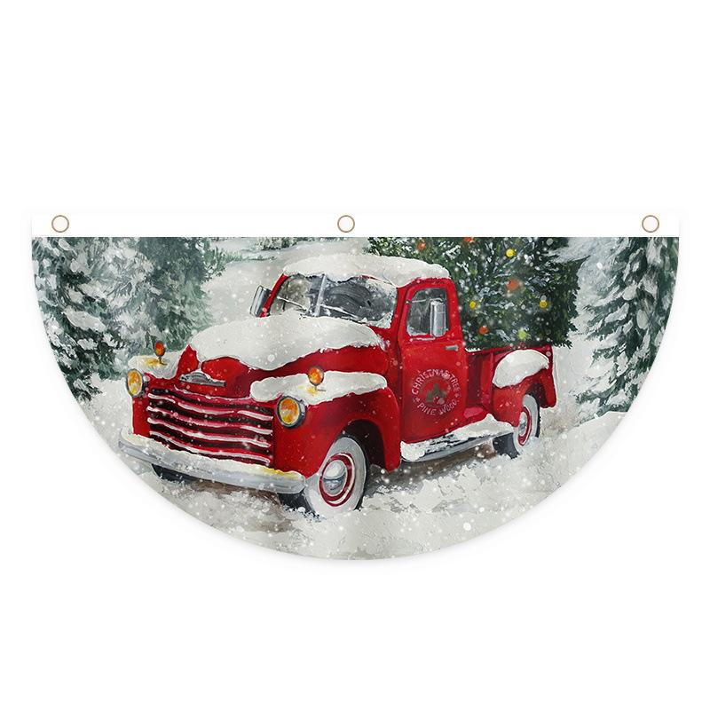 Weihnachten Outdoor Polyester fächerförmige Flagge Weihnachtsdekoration für Zuhause Cristmas Drop Ornament 2024 Weihnachten Navidad Geschenk Neujahr 2025 I