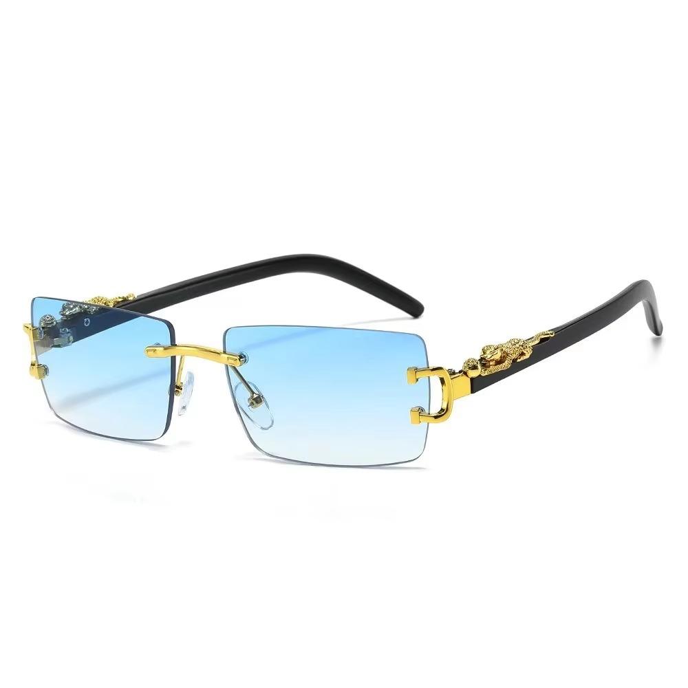 Randlose rechteckige Sonnenbrille Männer Frauen 2025 Mode rahmenlose quadratische Sonnenbrille für Damen Shades Leopard Eyewear UV400 Oculos