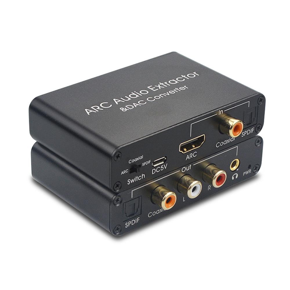 192KHz ARC Audio Adapter HD Audio Extractor Digital zu Analog Audio Konverter DAC SPDIF Koaxial RCA schwarz