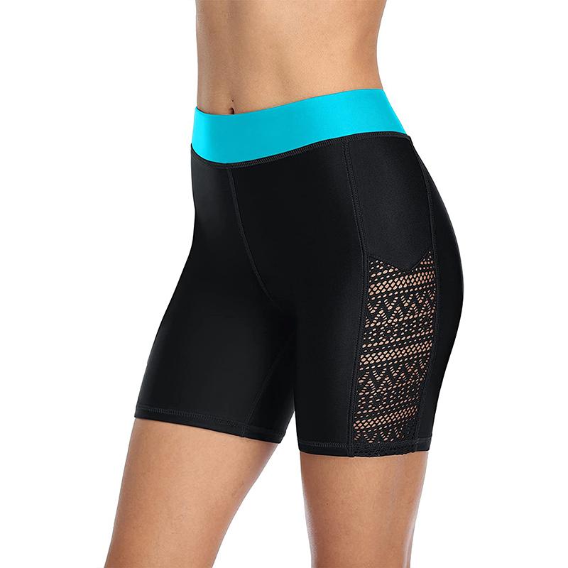 Charmleaks Damen-Badeshorts mit hoher Taille, ausgehöhlte Badehose, Bikinihose, Badebekleidung, Slip, geteilte Badehose XXL blau/schwarz
