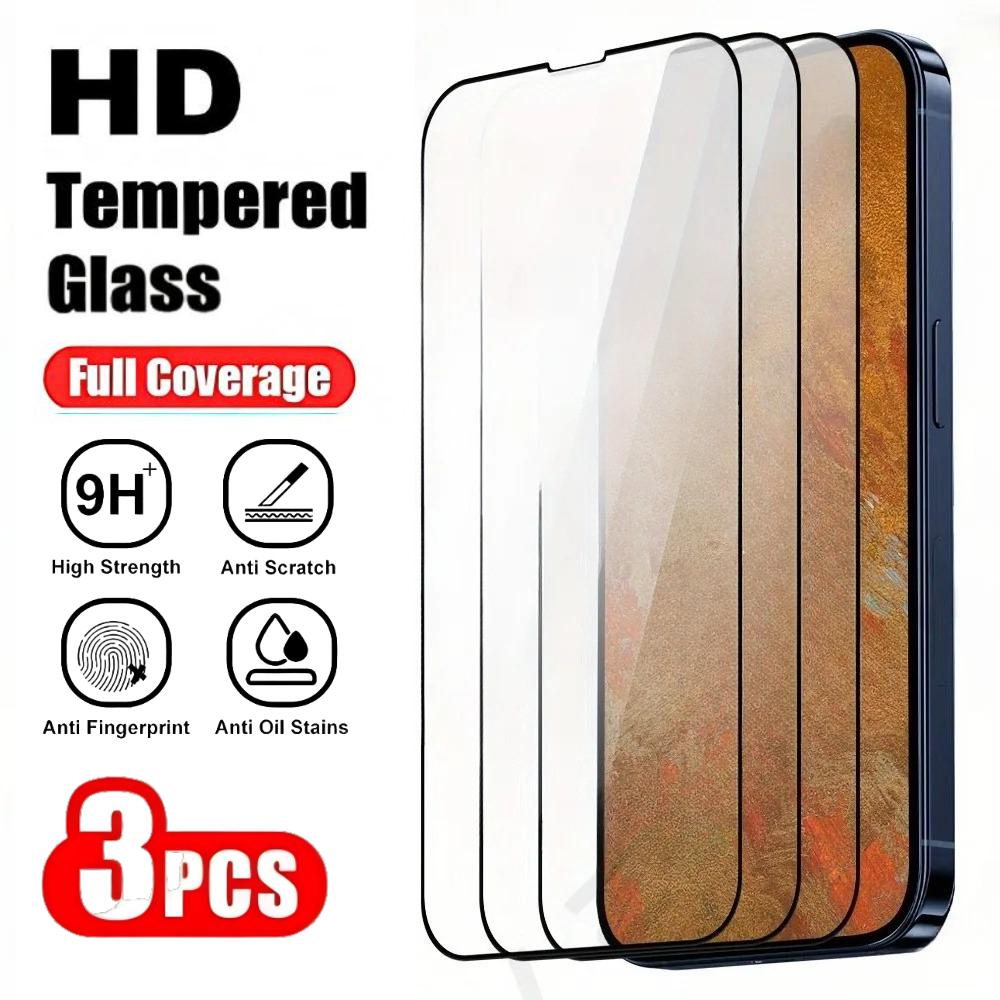 3 Stück Vollständige Abdeckung Panzerglas für iPhone 17 16 14 15 Pro Max 13 12 Mini Displayschutzfolie für iPhone 16e 15 14 Plus 13 12 11 Pro iPhone 17 pro max reinfarbig