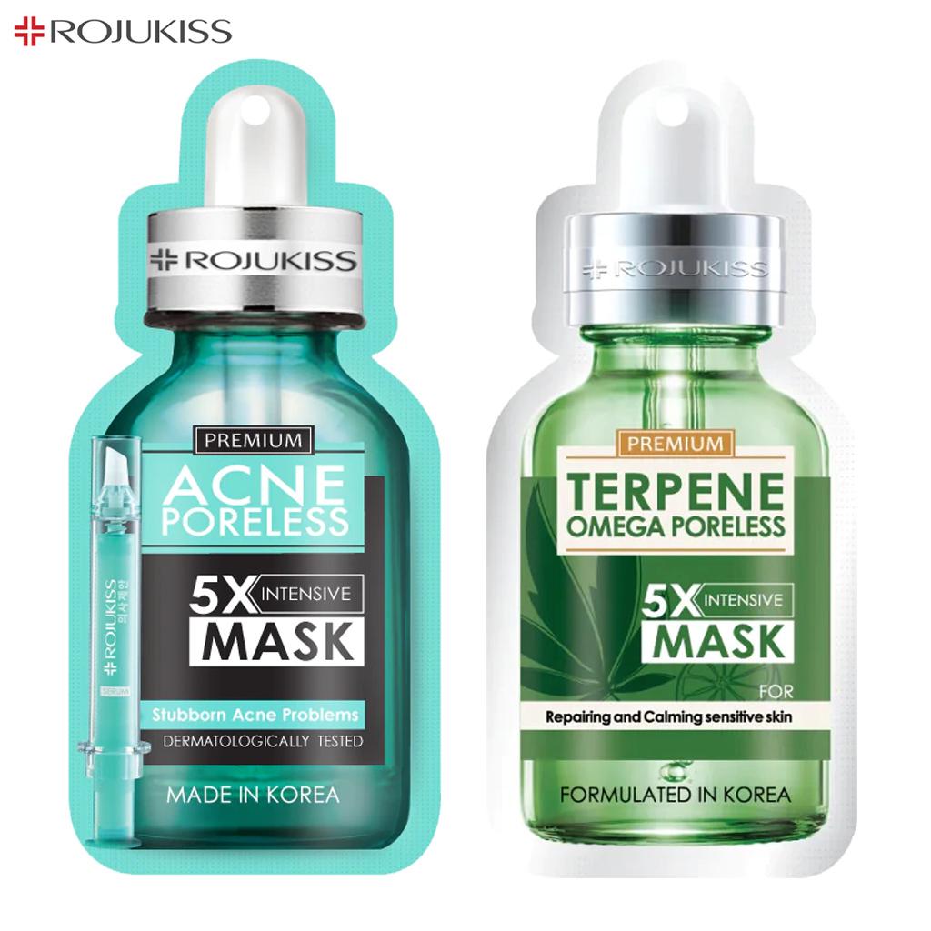 Rojukiss Acne/Firm/Red Serum/Gluta/HYA/Omega/Perfect/Repair/White/Zinc Poreless 5X Intensive Mask 25 ml – Thai Skincare Acne 1 & Omega 1