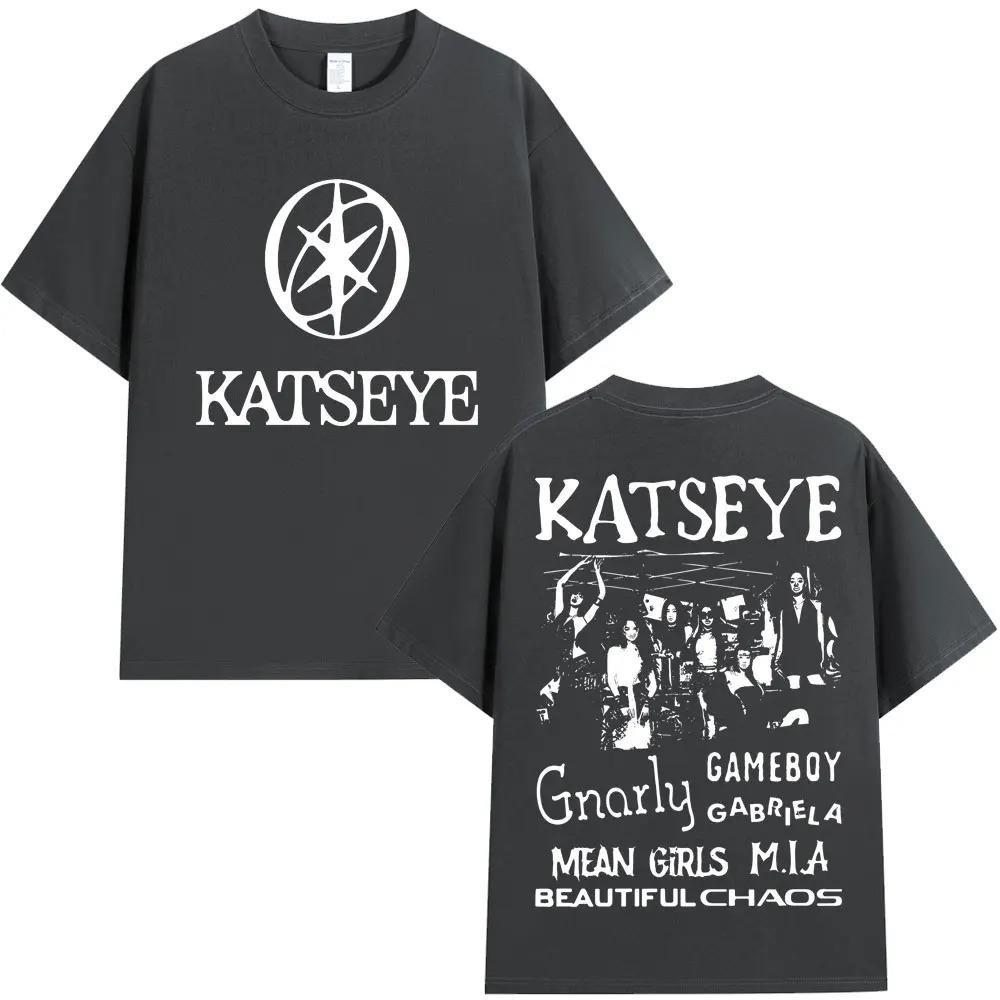 Übergroße Kpop Katseye Print T-Shirts Herren Streetwear Hip Hop Mode Herren Beliebtes T-Shirt Reine Baumwolle Übergroße T-Shirts Streetwear M gold
