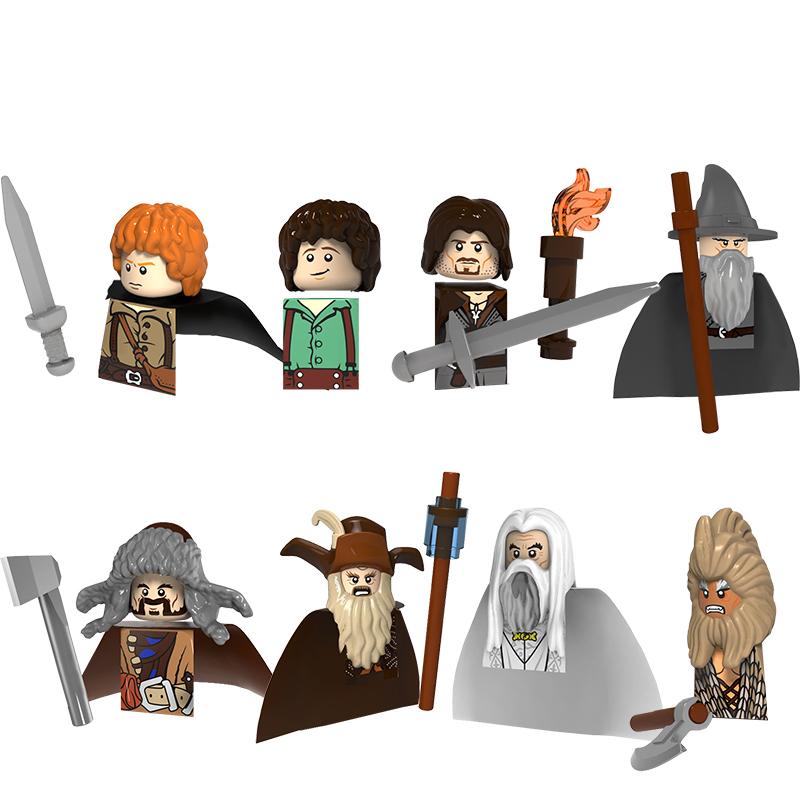Neue MOC Mittelalterlicher Zwergen-Ork-Zauberer Figuren Zubehör Modell Bausteine LOTR Steine Spielzeug für Kinder Geschenke black