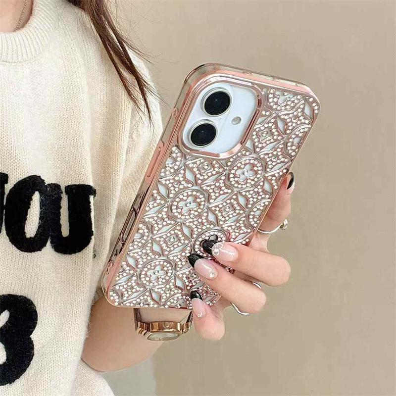 Luxus Bling Strass Edelstein Diamant Beschichtung Weiche Handyhülle für iPhone 16 15 14 13 Pro Max 11 Pro 12 Pro Max Glitzer Kameraschutzhülle Coque iPhone 12 Pro Max rosa
