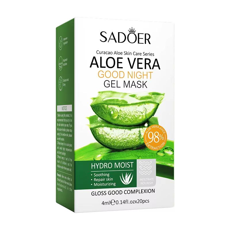 20 Stück/Box Aloe Vera Gel Tragbare Gesichtsmaske Beruhigend und Reparierend Nach dem Befeuchten Feuchtigkeitsspendend Porenverfeinernd Schlafmaske Hautpflege 20pcs/1 box