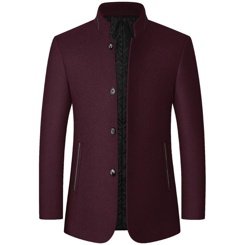 Herren Blazer aus Kaschmir, Anzüge, Jacken, Stehkragen, Business Casual, Anzüge, Mäntel, Slim Fit Blazer L wein rot