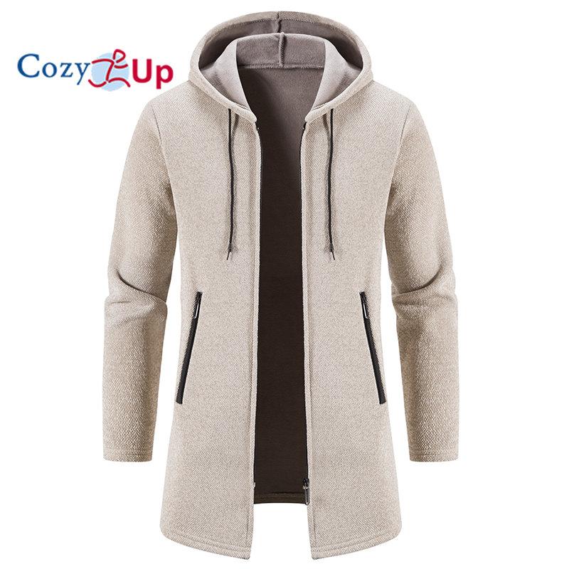 Cozy Up Herren-Pullover, Strickjacke, Reißverschluss, Pullover, Jacke, gestrickt, einfarbig, mit Kapuze, stilvoll, Outdoor, Zuhause, Bekleidung, Winter, Herbst XXXL beige