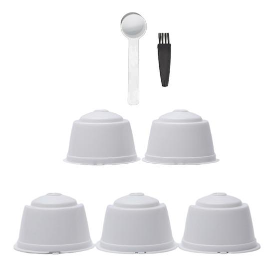 5 Stück Kaffeekapselbecher, praktischer, langlebiger, wiederverwendbarer Kaffeekapselfilter in Lebensmittelqualität für Dolce Gusto weiß