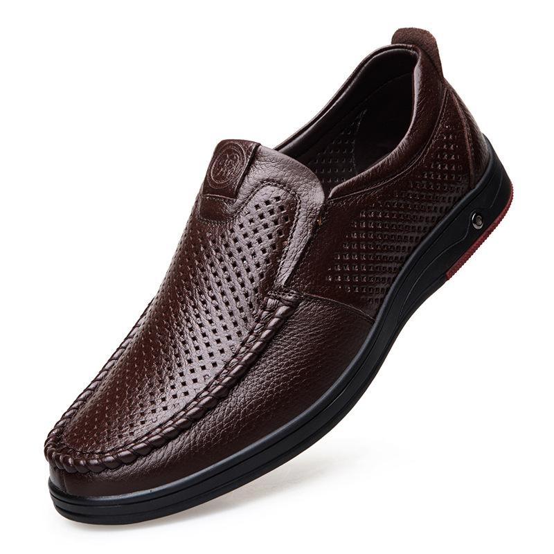 Lederschuhe Herren Sommerschuhe Männer Casual Slip Echtes Leder Weiche Schuhe Rindsleder Sommer Loafer Business 41