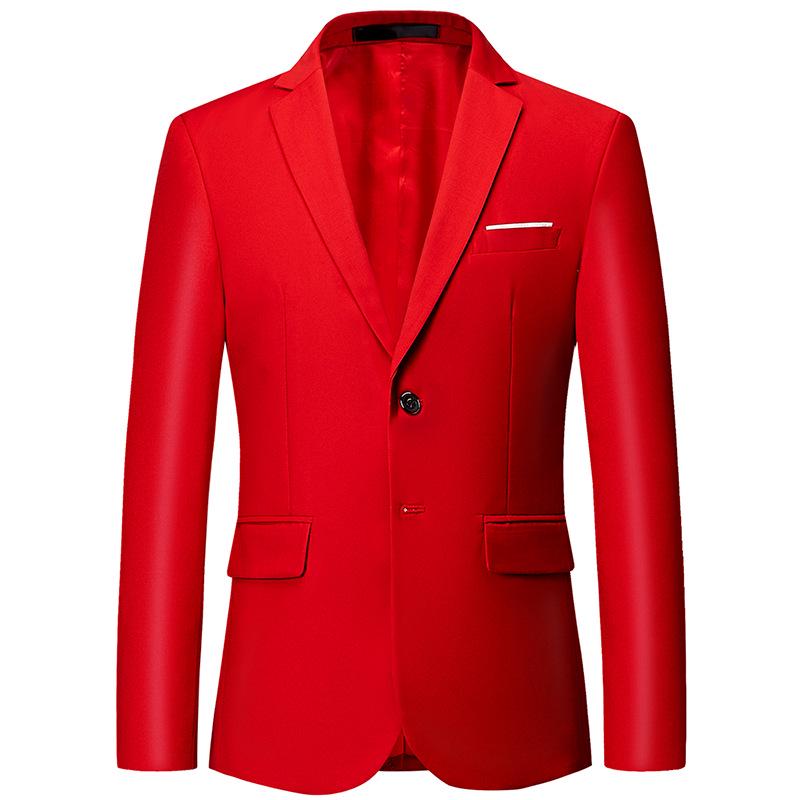 Business-Anzug, Hochzeitskleid, einfarbig, Zwei-Knopf-Anzug, Herren-Blazer 2XL rot