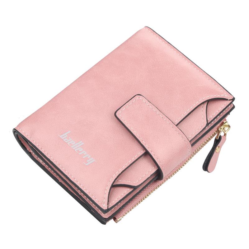 Baellerry Damenmode Kurze Geldbörsen Pu-Leder Haspe Reißverschluss Geldbörse Kleine Clutch hellrosa