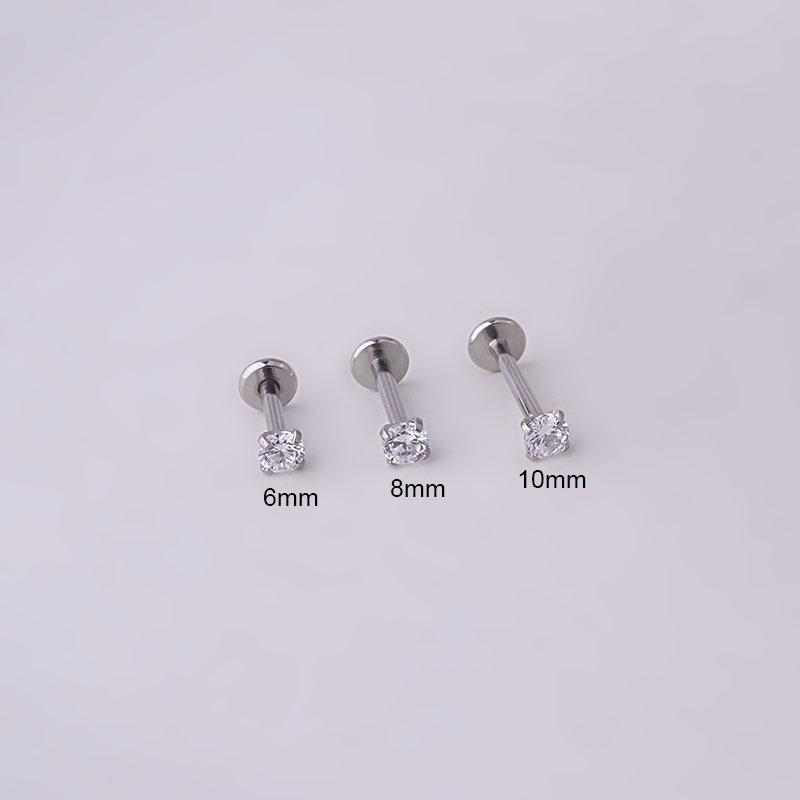 2PCS Edelstahl Piercing Tragus Stud Kristall Labret Kleine Ohrstecker Helix Knorpel Ohrring für Frauen Piercing Körper Schmuck 6mm-2pcs silber