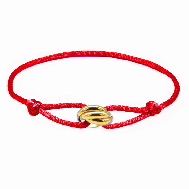 Glücksbändchen mit Perlen für Paare und Freunde Edelstahlringe Verstellbares Wasserdichtes Partnerarmband für Damen Herren Schmuck red