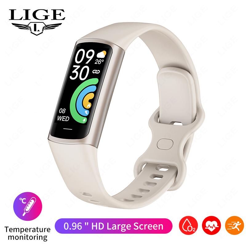 LIGE Neue Sport-Smartwatch, 0,96 Zoll, USB-Aufladung, Bluetooth-Verbindung, wasserdichtes Smart-Armband, Sport-Fitness-Gesundheits-Tracker, geeignet für Android IOS silicone strap weiß