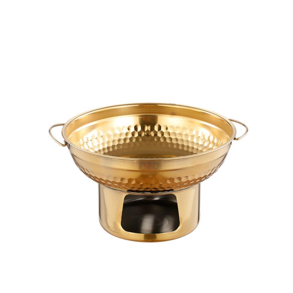 Schnellheizender thailändischer Hot Pot 20/22cm Doppelohren Hot Pot Moderner Edelstahl Hot Pot Outdoor Gold 20cm