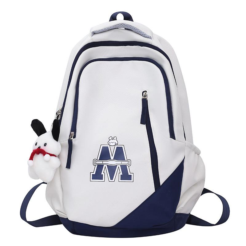 Neue wasserdichte Schultasche Damen Mode Trend Rucksack große Kapazität Rucksack Brief Casual Student Tasche blau