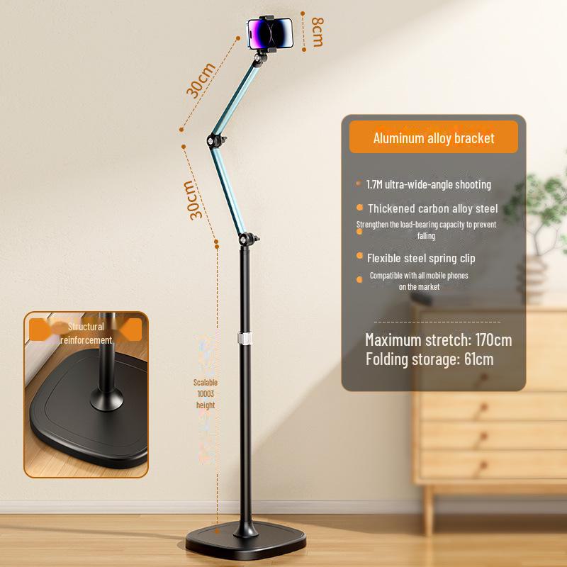 360° drehbarer Bodenständer für Telefone für Live-Übertragungen und Aufnahmen aus der Vogelperspektive