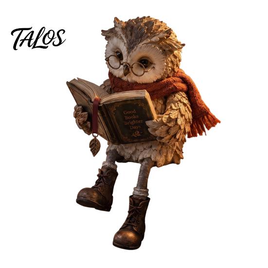 Retro Eulenfigur Vintage Lesefigur, Halter für Bücherregal, Runde Brillen Schreibtischstatue für Bücherregal, Kaminsims, Zuhause, Büro, Geschenk Leser A black