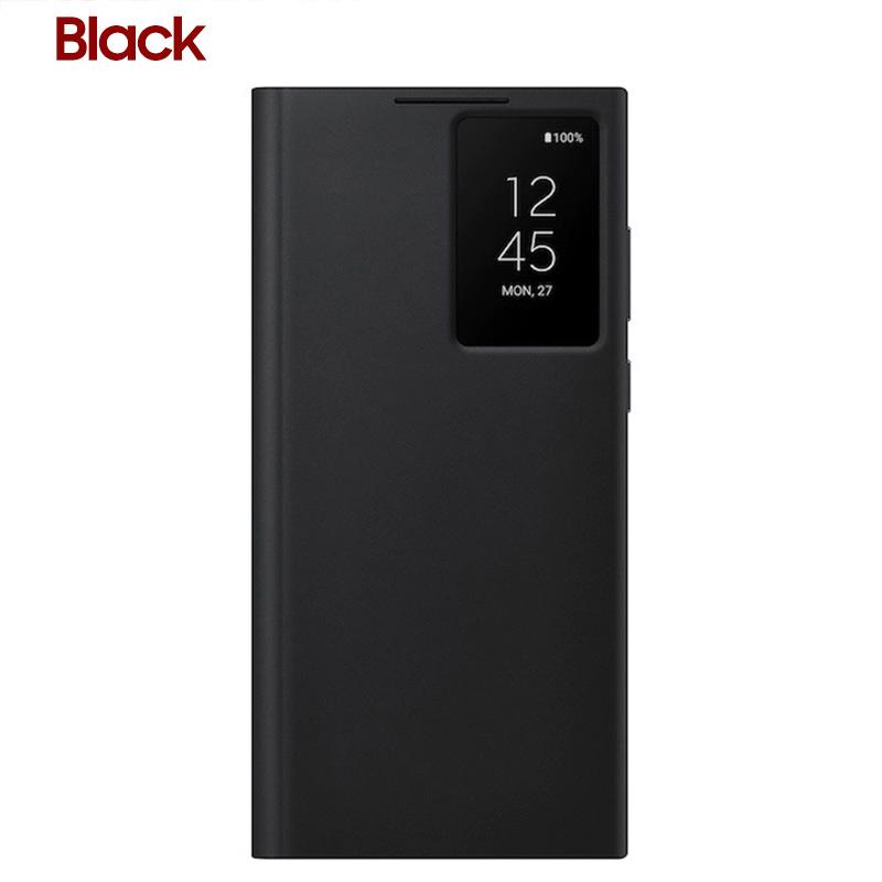 Smart View Spiegel Flip Case Hülle für Samsung Galaxy S22 Ultra 5G S22Ultra 5G Smart Clear View Handyhülle schwarz