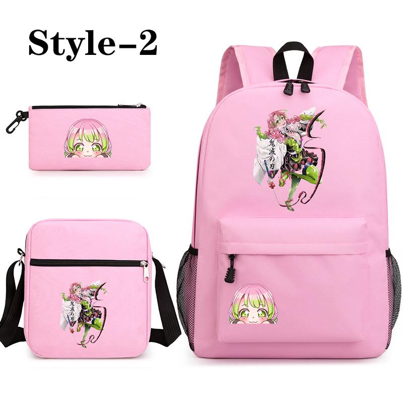 Niedlicher Kanroji Mitsuri 3-teiliger Rucksack Neuer Anime Kanroji Mitsuri Rucksack Umhängetasche Federmäppchen Schule 3-teiliger Rucksack