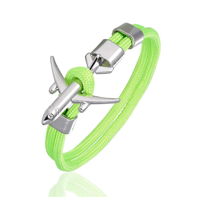 Charm Herren Flugzeug Anker Armband für Frauen Sky Survival Flugzeug Kette Freundschaftsarmbänder Femme Paar Schmuck Homme Geschenk Neu 19cm green