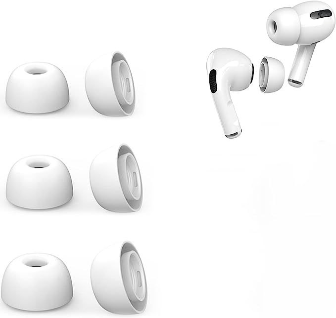 3 Paar verpackte Silikon-Ohrstöpsel für Airpods Pro und Airpods Pro 2. Generation Kopfhörer-Zubehör, Ersatz-Ohrstöpsel (S, M, L) weiß
