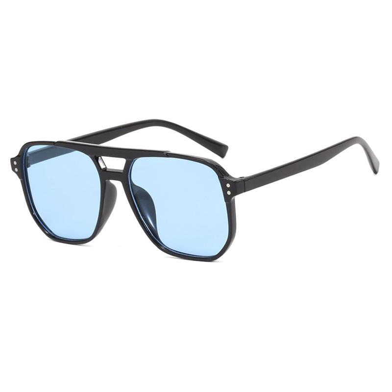 Neue modische Business-Sonnenbrille für Herren, Piloten-Sonnenbrille mit Doppelstrahl, trendige und vielseitige Brille, nicht polarisiertes Modeaccessoire blau
