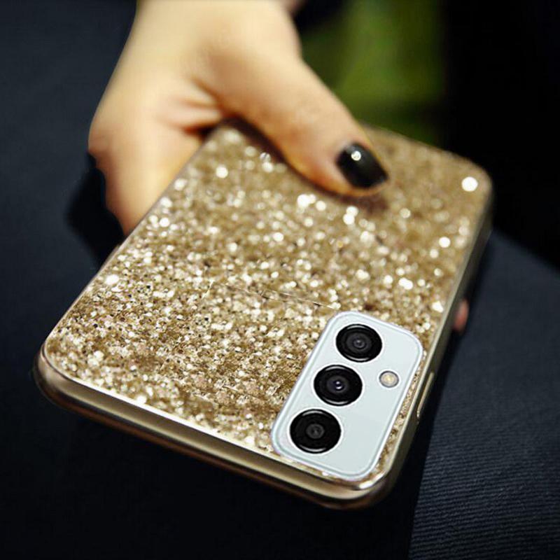 Glitzernde, weiche Silikonhülle für Samsung Galaxy S24 S23 FE S22 S21 S20 Ultra Plus A55 A54 A34 A35 A25 A24 A04S A14 A13 A23 A12 A51 A71 4G Cover Samsung Galaxy S20 Plus gold
