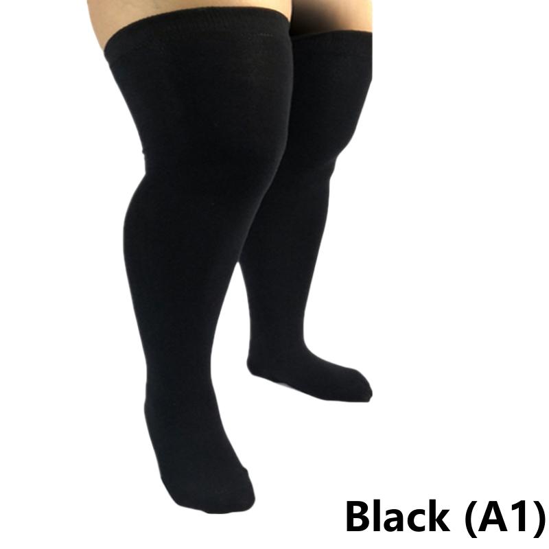 Elastische Overknee-Socken in Übergröße, übergroße, oberschenkelhohe Socken, lange Socken, XXXL, Damensocken, Beinwärmer Black (A1)