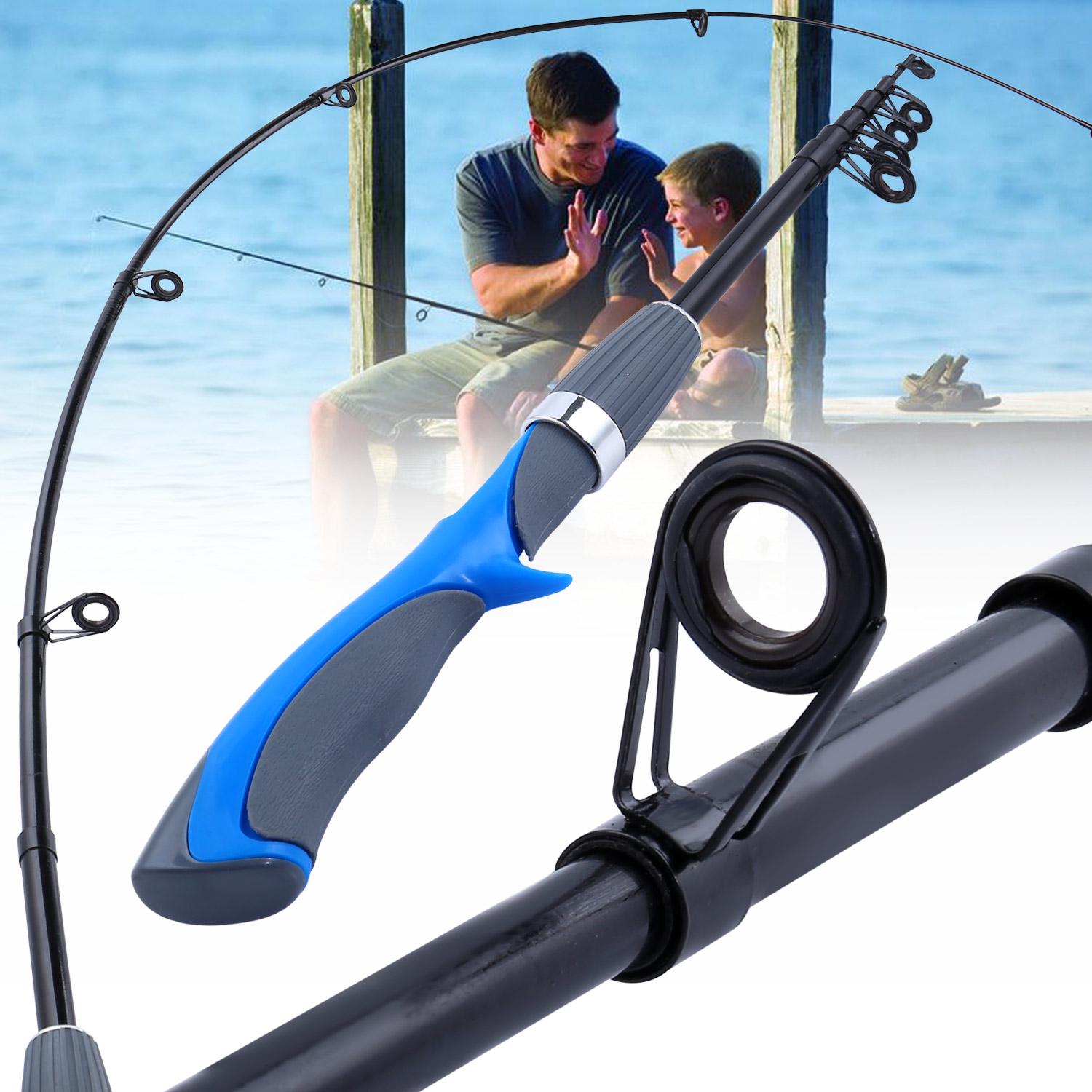 Angelrute Spinning 1,5 m Blau Gun Griff Teleskop Tragbare Reisen Carbon Angelrute Pol 1 pcs Fishing Rod schwarz/blau