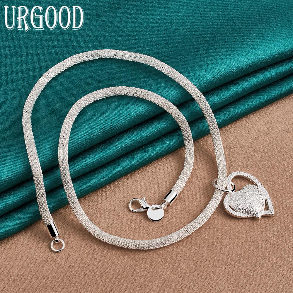 925 Sterling Silber Schlangenkette Herz Anhänger Modeschmuck 45cm